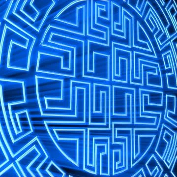 Blue round labyrinth Stock Illustration