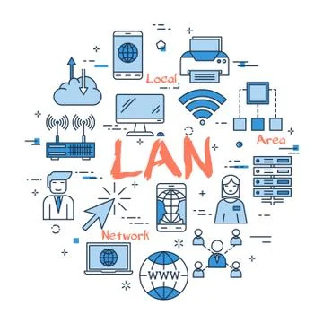 Blue round LAN concept Stock Illustration