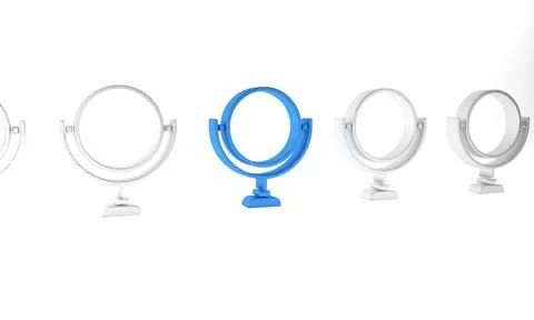 Blue Round makeup mirror icon isolated on white background. 8 March. Intern.. Illustration