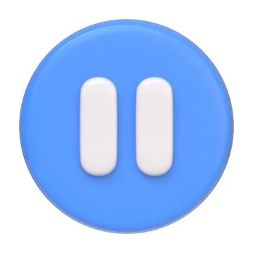 Blue round pause button isolated on white background Stock Illustration