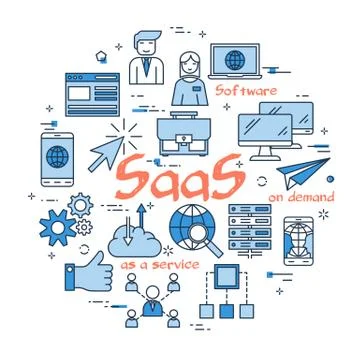 Blue round SaaS concept Stock Illustration