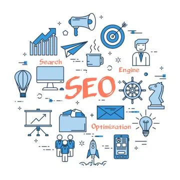 Blue round SEO concept イラスト素材