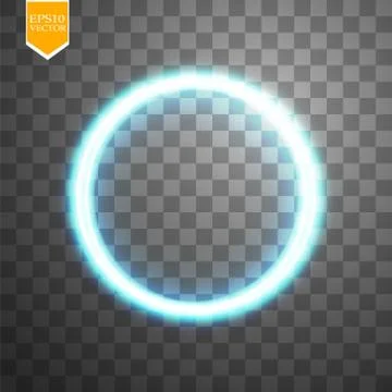 Blue round shining circle frame isolated on transparent background. Beautiful Stock Illustration