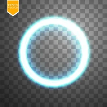 Blue round shining circle frame isolated on transparent background. Beautiful 스톡 일러스트