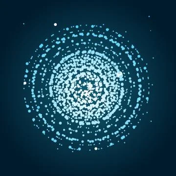 Blue Round Sphere Dotted Background. Vector Stock Illustration