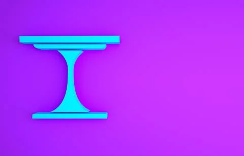 Blue Round table icon isolated on purple background. Minimalism concept. 3d i Illustrazione stock
