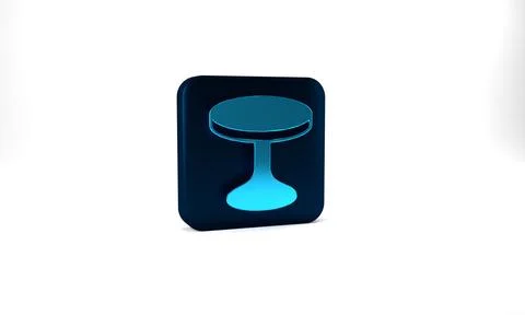 Blue Round table icon isolated on grey background. Blue square button. 3d Stock Illustration