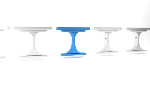 Blue Round table icon isolated on white background. Minimalism concept. 3D .. Illustrazione stock