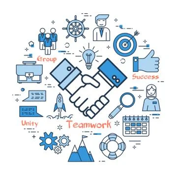 Blue round TEAMWORK concept Stock Illustration