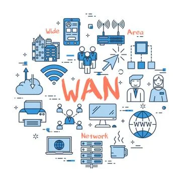 Blue round WAN concept Stock Illustration