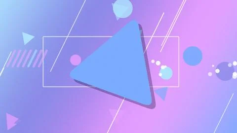 A blue rounded bubble-like 3D shape sits center stage over a neon party gra.. Ilustração Stock