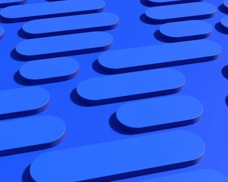Blue rounded capsule shapes pattern abstract 3D render Stock Illustration