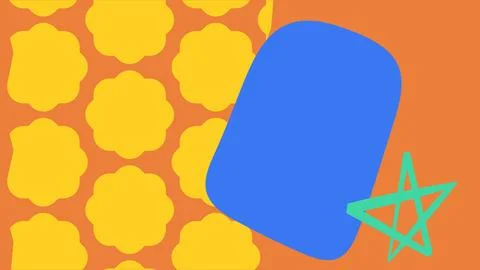 Blue Rounded Form and Yellow Shapes Design Illustrazione stock