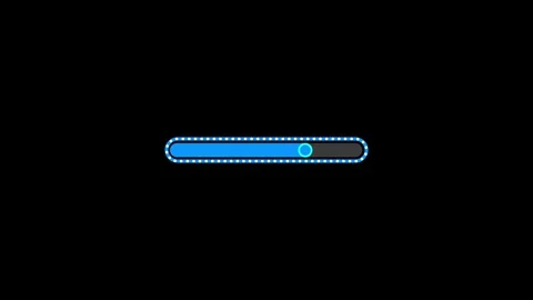 Blue rounded loading bar dotted outline progress status indicator dark bg. Video stock 345746006