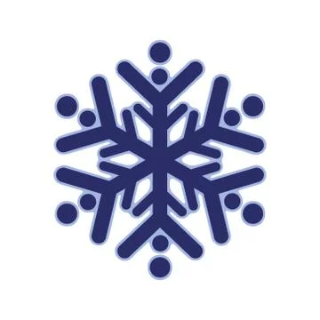 Blue rounded snowflake silhouette template icon. Trendy shapes composition Stock Illustration