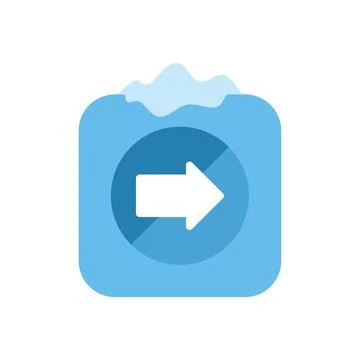 Blue rounded square button showing white arrow pointing right Stockillustratie