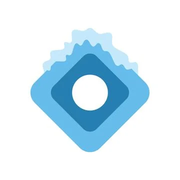 Blue rounded square emerging from water waves symbolizing purity and freshnes Stock Illustration