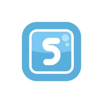 Blue rounded square logo with s letter and bubbles Stock Illustration