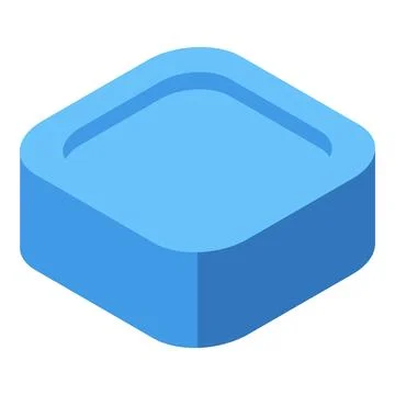 Blue rounded square platform creating empty space in isometric view Stock Illustration