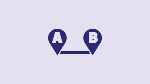 Blue Route location icon isolated on purple background. Map pointer sign Video stock 232797641