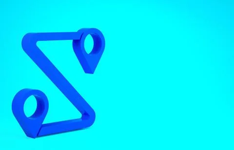 Blue Route location icon isolated on blue background. Map pointer sign. Conce Stockillustratie