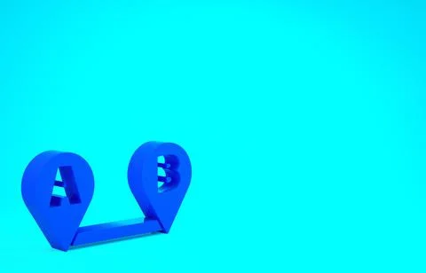 Blue Route location icon isolated on blue background. Map pointer sign. Conce Stockillustratie