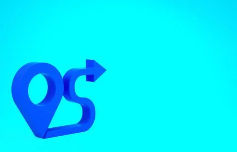 Blue Route location icon isolated on blue background. Map pointer sign. Conce Stockillustratie