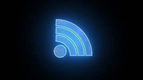 A blue RSS feed icon animated on a black... | Stock Video | Pond5