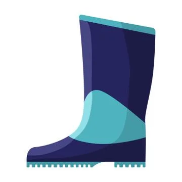 Blue rubber boot isolated in flat style. Gumboot on white background. Waterpr Stock Illustration