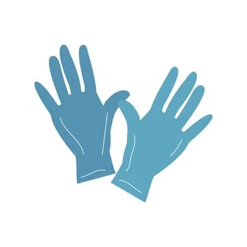 Blue rubber gloves, isolated on white background Stock Illustration