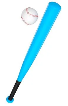 Blue rubber professional softball or baseball bat and ball isolated on white Stock Illustration