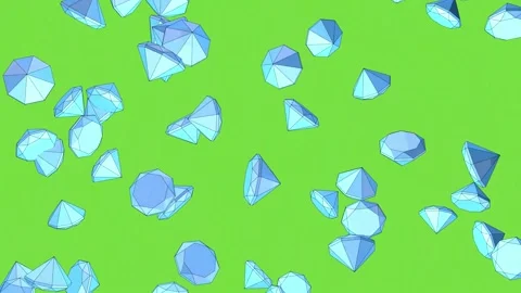 Blue rubies fall on a green background. 3D animation. Cartoon background. Stock Footage 209835828