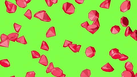 Blue rubies fall on a green background. Cartoon background. Stock Footage 226419477