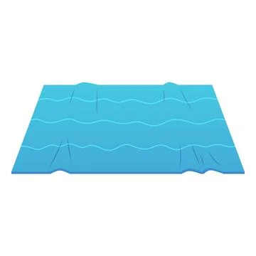 Blue rug with a wave pattern, vector cartoon carpet for floor in living room or Stock Illustration