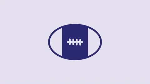 Blue Rugby ball icon isolated on purple background. 4K Video motion graphic Stock Footage 232801464