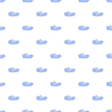 Blue running shoe pattern on white background Stock Illustration