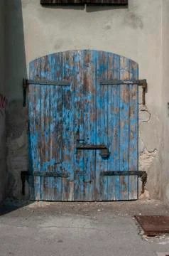 Blue Rustic Door, old barn, wooden texture Stock Photos