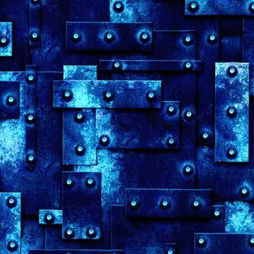 Blue rusty fix wall. grunge metal background. Stock Illustration