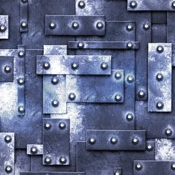 Blue rusty fix wall. grunge metal background. Stock Illustration