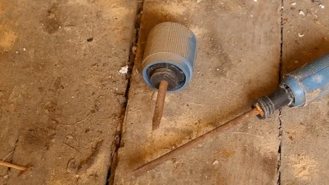 Blue rusty screwdrivers full of dust Stock Footage 88918739