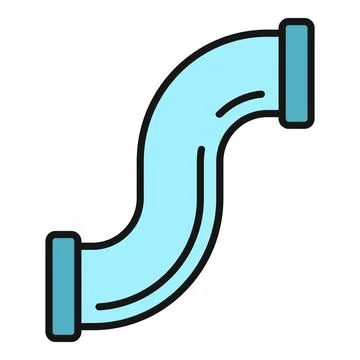 Blue s shaped pipe plumbing icon vector Stock Illustration