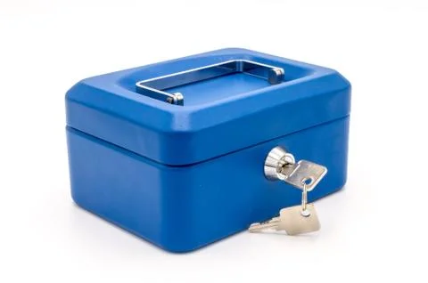 Blue safe close with a key Stock Photos
