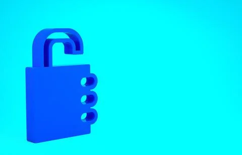 Blue Safe combination lock icon isolated on blue background. Combination padl 스톡 일러스트