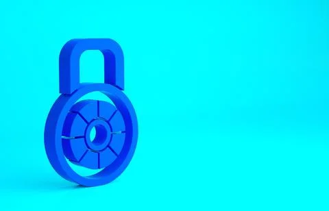Blue Safe combination lock icon isolated on blue background. Combination padl Stock Illustration