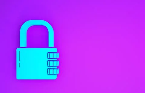 Blue Safe combination lock icon isolated on purple background. Combination pa Stock Illustration