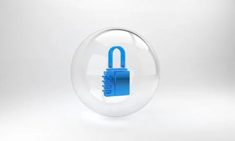 Blue Safe combination lock icon isolated on grey background. Combination padl Stockillustratie