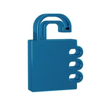 Blue Safe combination lock icon isolated on transparent background. Combina.. イラスト素材