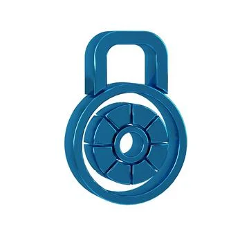 Blue Safe combination lock icon isolated on transparent background. Combina.. Illustrazione stock