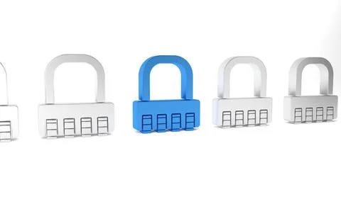 Blue Safe combination lock icon isolated on white background. Combination p.. 库存插图
