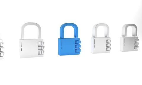 Blue Safe combination lock icon isolated on white background. Combination p.. Stock Illustration